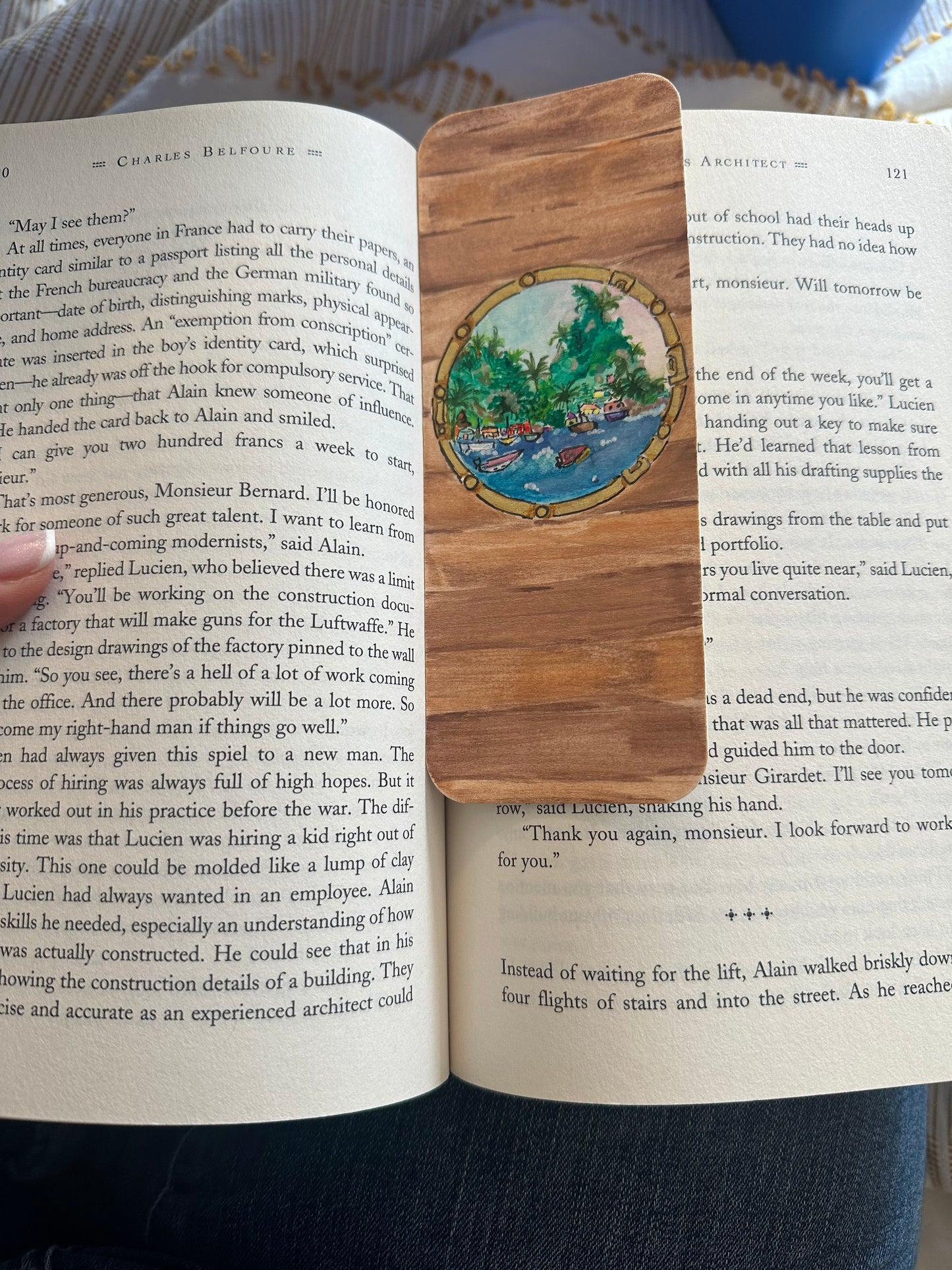 HAND-PAINTED WATERCOLOR BOOKMARK; TROPICAL MOUNTAINS